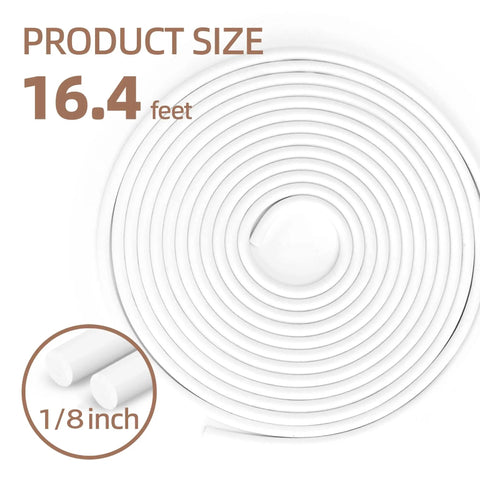 No-Nonsense White Foam Rubber Backer Rod For Concrete Expansion Joints And Crack Filling Sized At One Eighth Inch Deep By Sixteen Point Four Feet Long showing white foam roll.