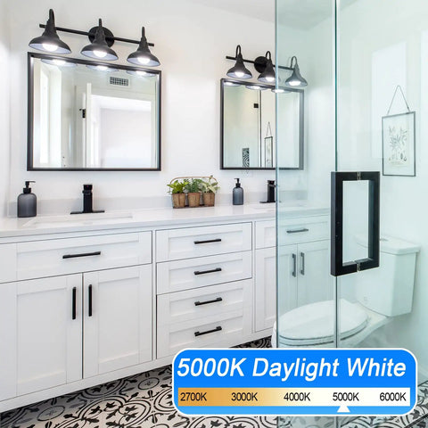 Bathroom with Four Pack LED Globe Bathroom Bulbs 60W Equivalent G25 Round 5000K Bright White Vanity Mirror Lighting E26