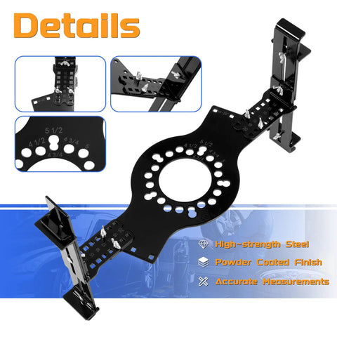 Heavy Duty Wheel Fitment Simulator And Rim Size Mockup Tool Covers 14 To 22 Inch Diameters with detailed measurement indicators.