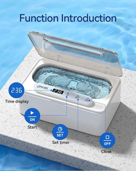 Open Ultrasonic Jewelry Cleaner Pro 47kHz Deep Cleaning Machine With Three Cleaning Modes For Retainers Mouth Guards Watches