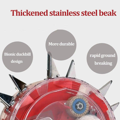 Manual Seeder For Easy And Efficient Sowing With Equidistant Quantitative Row Planting And A Rustproof Broadcast Spreader - stainless steel beak close-up