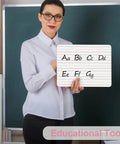 Teacher holding 32 Pack Double Sided Mini Whiteboards 9x12 Inch With Lined Surfaces For Kids Students Teachers And Classrooms.
