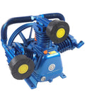 10Hp Portable Air Compressor Pump Head 7.5kw High Efficiency Motor Replaces Oil Free Piston Compressor For Industrial Textile And Chemical Use 175Psi Output Reliable Performance, blue dual piston design.