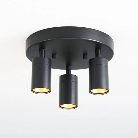 Shura Round 3-Light Black LED Ceiling Light With Rotatable Heads, Adjustable Flush Mount, 3000K Warm White, 1365 Lumens