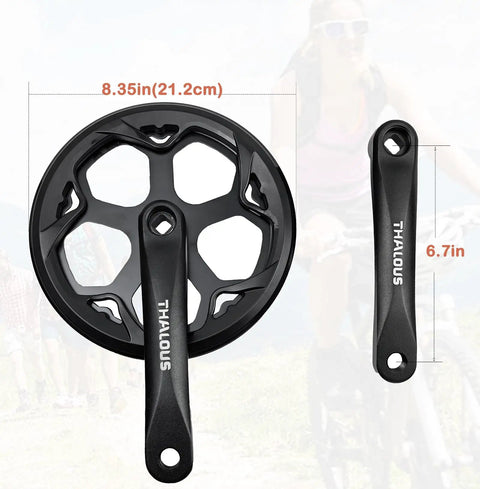 Universal Square Crankset For Mountain Bikes, 6 7 8 Speed, 48T 52T Chainrings, 170mm Crank Arm, Beefed-Up Forged Aluminum 6061 T6
