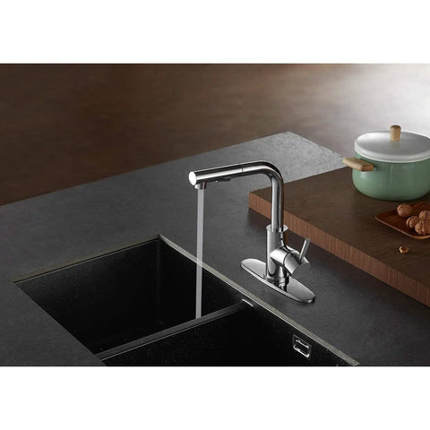 Concord Pull Out Sprayer Kitchen Faucet With Solid Brass Construction And Polished Chrome Finish No Drip Ceramic Cartridge Half Inch NPSM