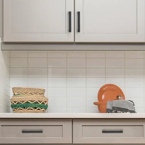 Must Have 5 Pack 3 Inch Hole Centers Matte Black Cabinet Pulls Handles on kitchen drawers and cabinets
