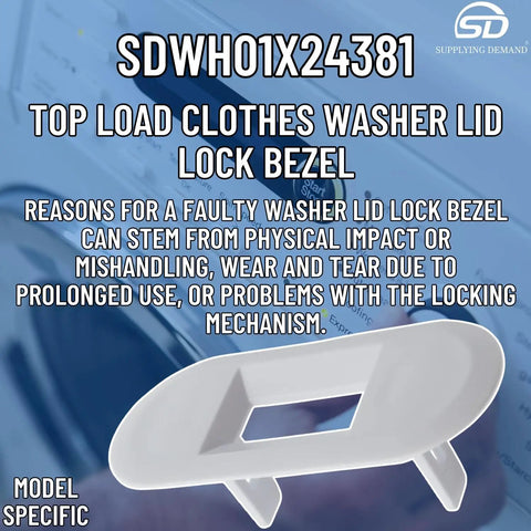 Top Load Washer Lid Lock Bezel Replacement White Bezel 4502680 shown against washer background.