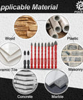 Diamond Drill Bits Set 10pc For Wood Plastic Masonry Tile Glass Ceramic From FOCSTOL showing applicable materials