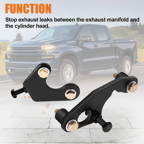 Exhaust Manifold Bolt Repair Kit Plugs Fried Bolt Holes And Squelches That Exhaust Rattle Built For 48 53 62 60 Liter V8 GM Trucks with metal fittings and black finish.