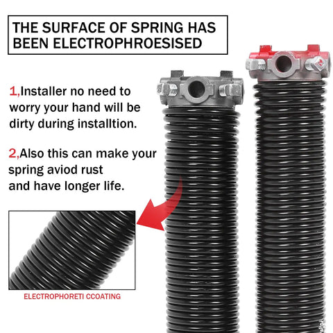 Pro Grade 2 Inch Garage Door Torsion Springs Pair With Winding Bars And Anti Slip Gloves, Heavy Duty Electrophoretic Coated