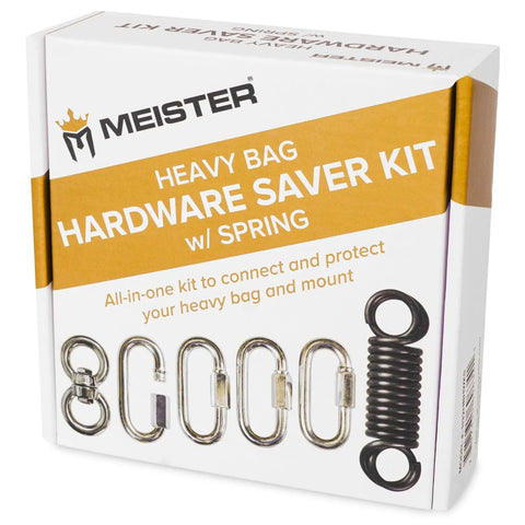 Heavy Duty Bag Mounting Hardware Featuring Pro Grade Spring Swivel And Four Screwlock Carabiners, complete kit with spring and carabiners.