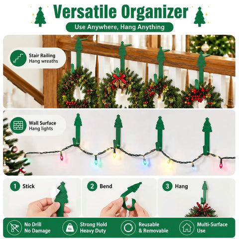 Heavy Duty Christmas Adhesive Wall Hooks For Stockings And Garland Damage Free Clear Sticky Holders With Chill Out Setup for hanging wreaths and lights.