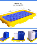 Oil Spill Containment Tray For Warehouses, Modular Polyethylene Pallet With Drain, Leakproof Anti Slip Platform 680x380x120mm