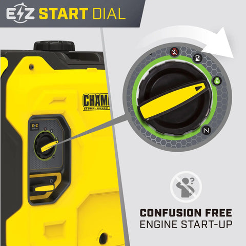Close-up of EZ Start Dial on 6500-Watt RV Ready Portable Inverter Generator With Quiet Technology And CO Shield