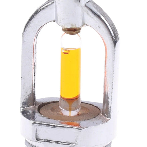 Close-up of heavy-duty glass bulb in 6 Pack Sidewall Fire Sprinkler Heads 135 F 57 C Chrome Plated Copper Alloy Body.