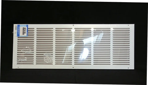 Flat Stamped Steel Return Air Grille For 16x30 Duct Opening, Sidewall Or Ceiling Mount, White Finish With 17.75x31.75 Outer Dimensions