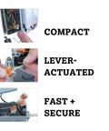 Top Shelf Hella Dependable 3 Conductor Wire Connectors For Solid Stranded Flexible Copper Cables in use, showcasing compact transparent housing.