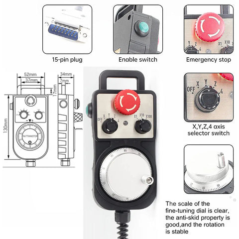 4 Axis Offline Standalone CNC Motion Controller System DDCSV31 with 100PPR MPG handwheel and emergency stop button