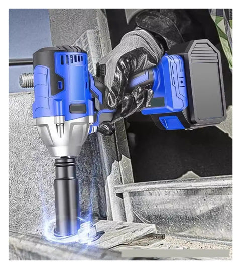 High Torque Brushless Electric Impact Wrench, Rechargeable Cordless Power Tool For Car Repair And Auto Use, in use on a fastener.