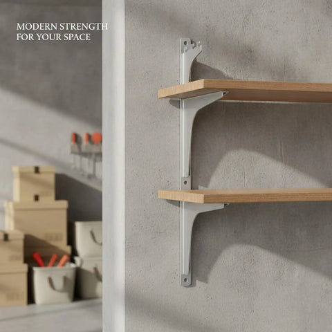 Stainless Steel Wall Mount Column Bracket For Floating Shelves 1 Inch Wide Vertical Support installed on concrete wall