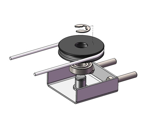 Telescopic Sliding Gate Opener Hardware Kit Built Tough With Galvanized Pulleys showing disassembled parts and mounting bracket