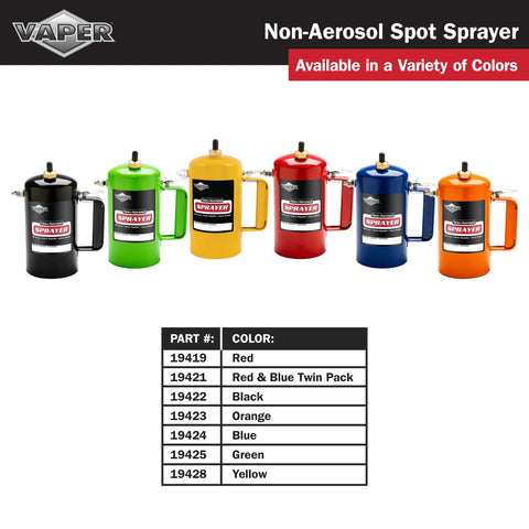 Red Spot Non Aerosol Sprayer 32 Oz Refillable Rebuildable Spray For Safe Spot Cleaning Propellant Free Not For Paint Or Flammable Propellants Kit 19420 Includes 19420 Rebuild Kit in assorted colors.