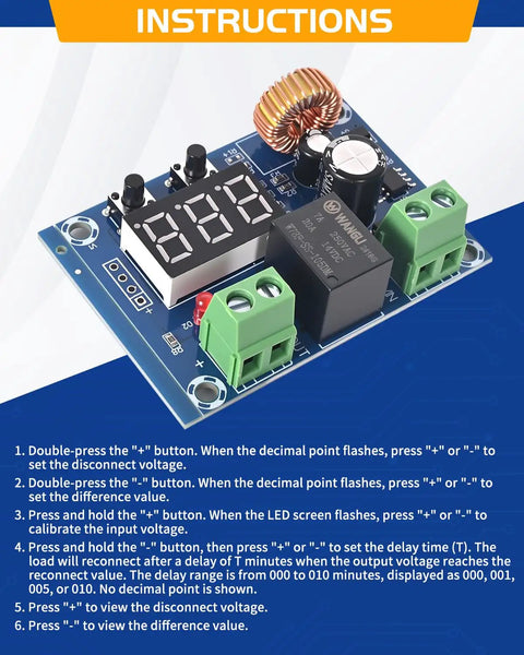 2 Pack DC Voltage Protection Module For 12 36V Batteries With Digital Low Voltage Cutoff No Nonsense Over Discharge Protection Disconnect Switch And Easy Safe Shutdown For Lead Acid And Lithium Battery Systems, circuit board with display