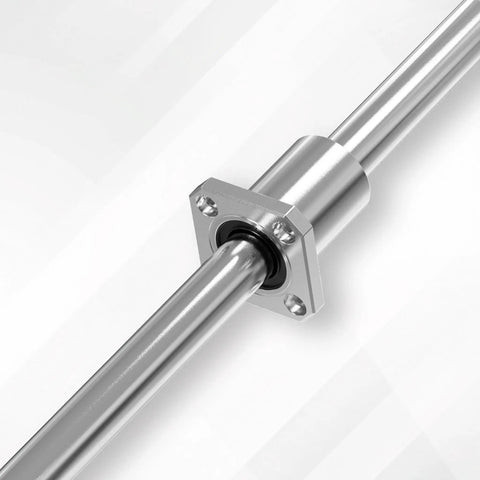 LMK8UU Square Flange Linear Bearing 8x15x24mm mounted on 8mm shaft, metal housing for CNC motion
