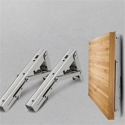 Two Pack Beefy Triangle Folding Angle Brackets Heavy Duty Shelf Supports for Wall Mounted Shelves and Work Tables Black 10 Inch Adjustable
