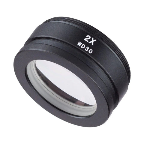 2X Barlow Lens For SM And SW Stereo Microscopes 48mm Mount Doubles Magnification Ideal Upgrade For Sharper Detailing And Clearer Focus On Your Microscope, Fits SM20 And Other Compatible Models. Black 2X WD30 lens with 48mm threaded mount