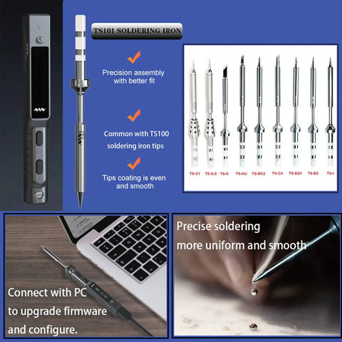 Smart Soldering Iron Upgrade TS101 With PD And DC Power 90W Max Pocket Size Beast of a Programmable Welding Station USB C Input