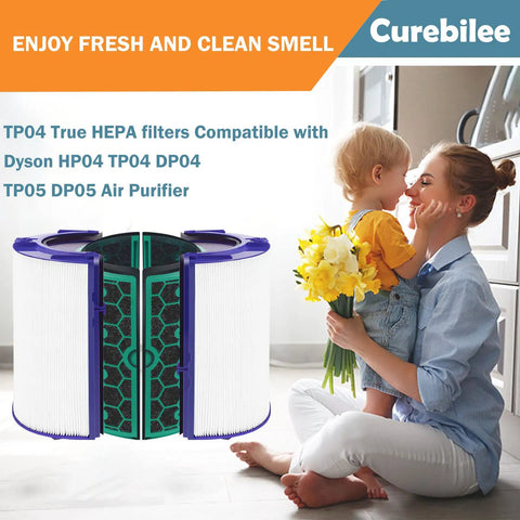 TP04 Replacement HEPA Filter For Pure Hot And Cool TP04 DP04 DP05 Purifier Fans with mother and child in background