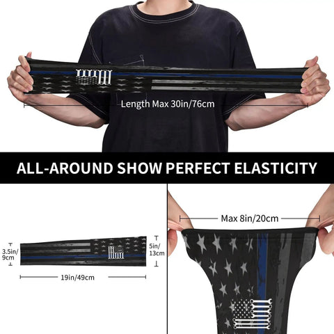 Cooling Arm Sleeves Feature American Flag Print And Next Level UV Sun Protection Crafted From Breezy Ice Silk That Stays Chill And Comfy All Day Long Perfect For Mechanics And Outdoor Crews Seeking Solid Shade Without The Heavy Sweat, showcasing elasticity.