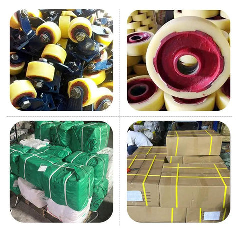 12 Inch Heavy Duty Plate Caster Wheels With Brake, Super Load Bearing Nylon Rollers packed for shipment.