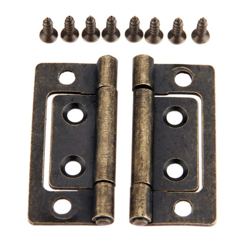 Top Shelf Durability Antique Furniture Hinges For Cabinets And Wooden Boxes with mounting screws, solid steel, 50x24mm size.