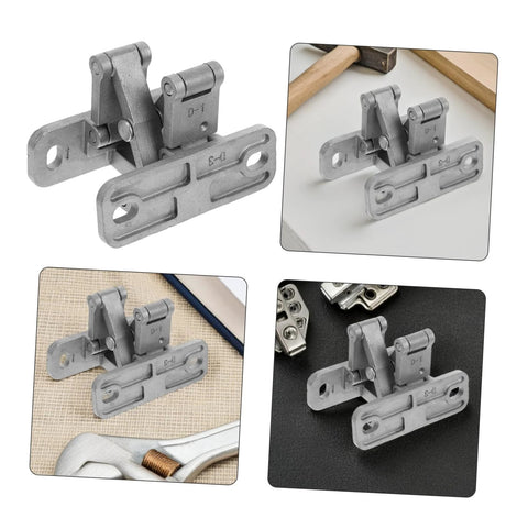TEHAUX concealed heavy-duty stainless steel door hinges with mounting plates; front and installed views