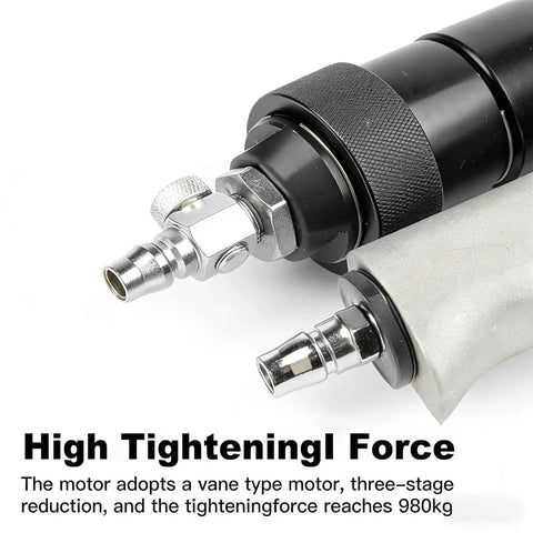 Close-up of nozzle fittings on Pneumatic Steel Strapping Tool For Heavy Duty Packaging, 8500N Tension, No Power Supply Needed.
