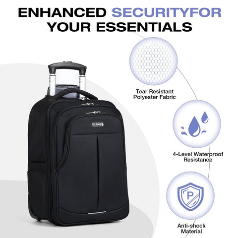 durable rolling backpack carry-on with waterproof fabric and tear-resistant polyester design