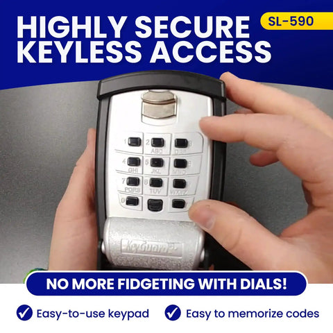 Push Button Key Storage Wall Mount Lock Box With Easy To Use Phone Style Keypad Highlighting Keyless Access Feature