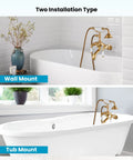 Antique Brass Clawfoot Bathtub Faucet With Wall Mount Handheld Shower Set showcasing wall and tub mount installations