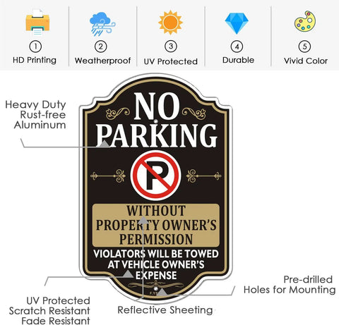 Private Property No Parking Sign With 35 Inch Stakes Do Not Park Or You Will Get Towed At Property Owner Expense 12 By 8 Inch High Visibility Metal Stand With Bold Lettering For Quick Attention And Tough Outdoor Use