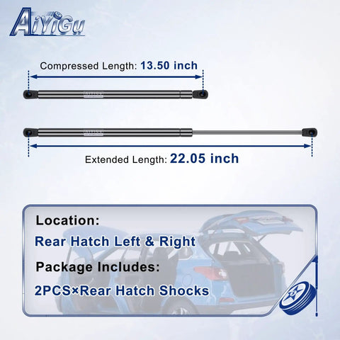 Premium Rear Liftgate Struts For 2015 2016 2017 Hyundai Santa Fe Hatch Gas Shock Replacement Support PM3826 with compressed and extended length.