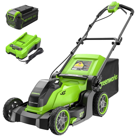 40V Cordless Lawn Mower With Brushless Motor, 17-Inch Deck, 4.0Ah Battery And Charger, 75+ Compatible Tools, 2-In-1 Mulch Or Bag