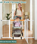 Extra Wide Press Mounted Baby Gate For Indoor Openings 65 To 68 Inches Walk Through No Drill Easy Install For Kids And Pets in use