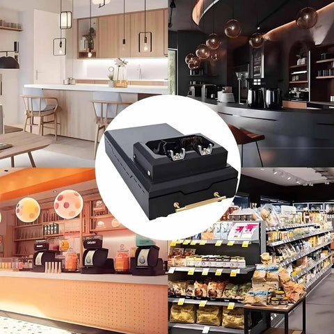 Electric Automatic Knock Box Cleaner Straight Up Setup For Baristas Featuring 58mm Portafilter Compatibility shown in modern cafe setting.