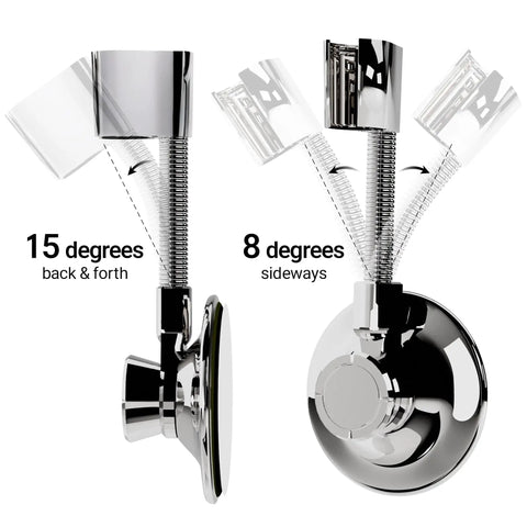 Flexible Shower Head Holder With Adjustable Vacuum Suction Cup Mount For Handheld Shower Heads Easy Wall Mount Chrome Finish