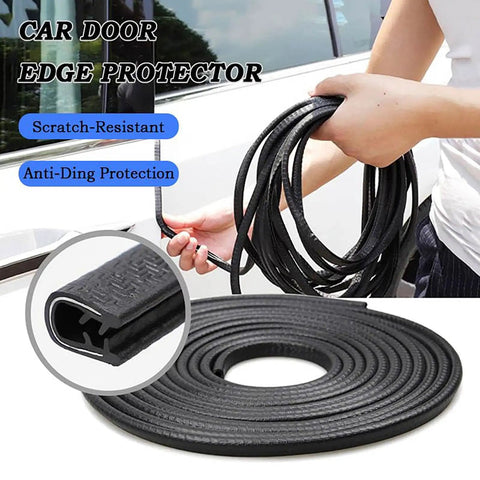 Car Door Edge Guard For Dacia Duster II SUV U Shape Protective Trim uncoiled in hands for easy installation demonstration.