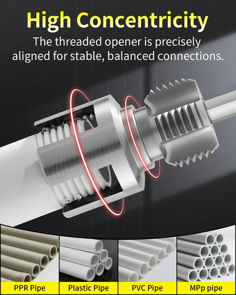 Dual Function PVC Pipe Threading Tool For Internal And External Threads 1/2 And 3/4 Inch Dies Electric Drill Compatible heavy-duty use on pipes
