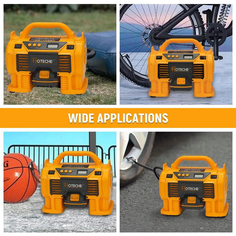 Hoteche 20V Cordless Air Compressor 160PSI Max Portable Tire Inflator With Dual Power Supply Battery And Cigarette Lighter Adapter Fast Charge for bike and car